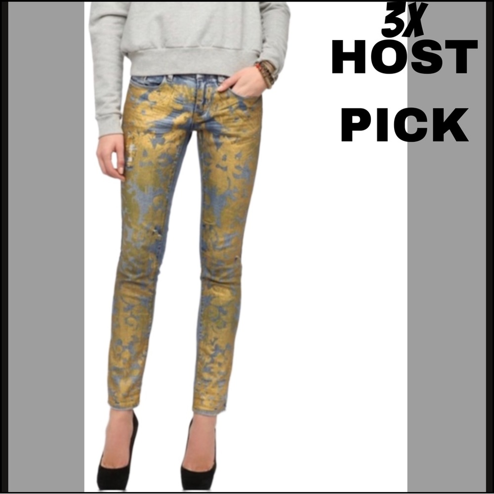 NWOT BLANK NYC GOLD METALLIC SKINNY JEANS 25